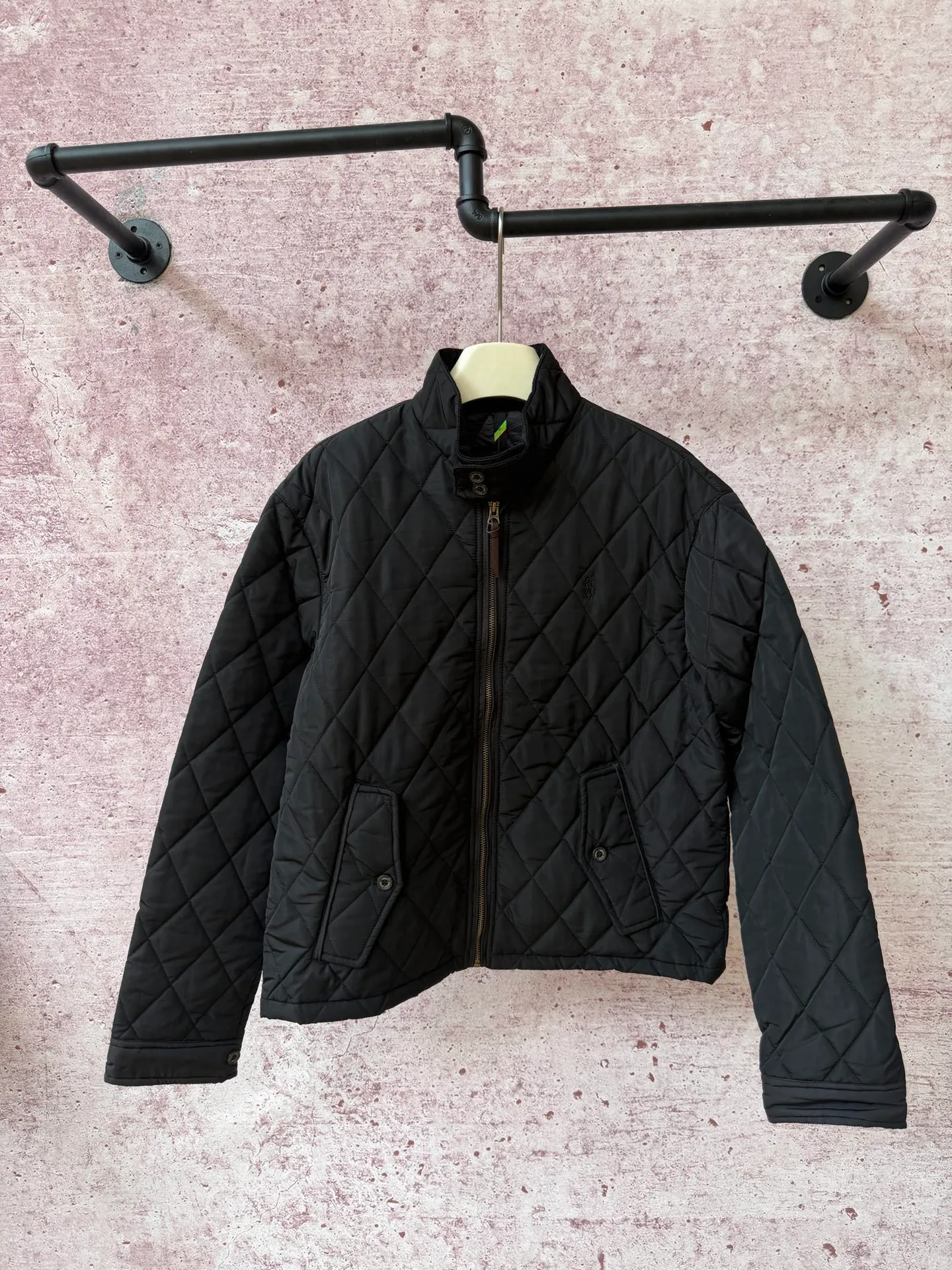 P420 Raff's new diamond-shaped plaid workwear cotton jacket, customized hardware accessories, fine workmanship inside and outside to maintain the original details, simple version, old money style, casual matching, workmanship details restored, diamond-shaped grid stitching inside and outside, fixed, first choice for autumn wear, full of details